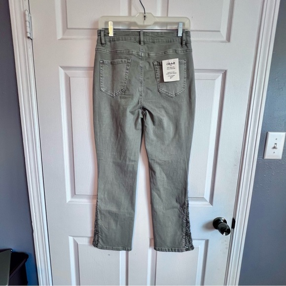 Charlie B Lace Cut Side Bootcut Stretch Twill Pants Celadon Green Women’s 6, NWT - Picture 4 of 15